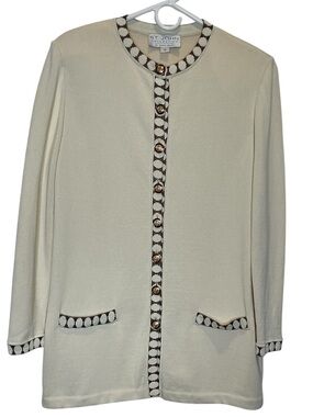 St. John Collection by Marie Gray Santana Knit Cardigan Cream Size 10